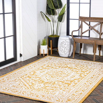 Sinjuri Medallion Textured Weave Indoor/outdoor Area Rug